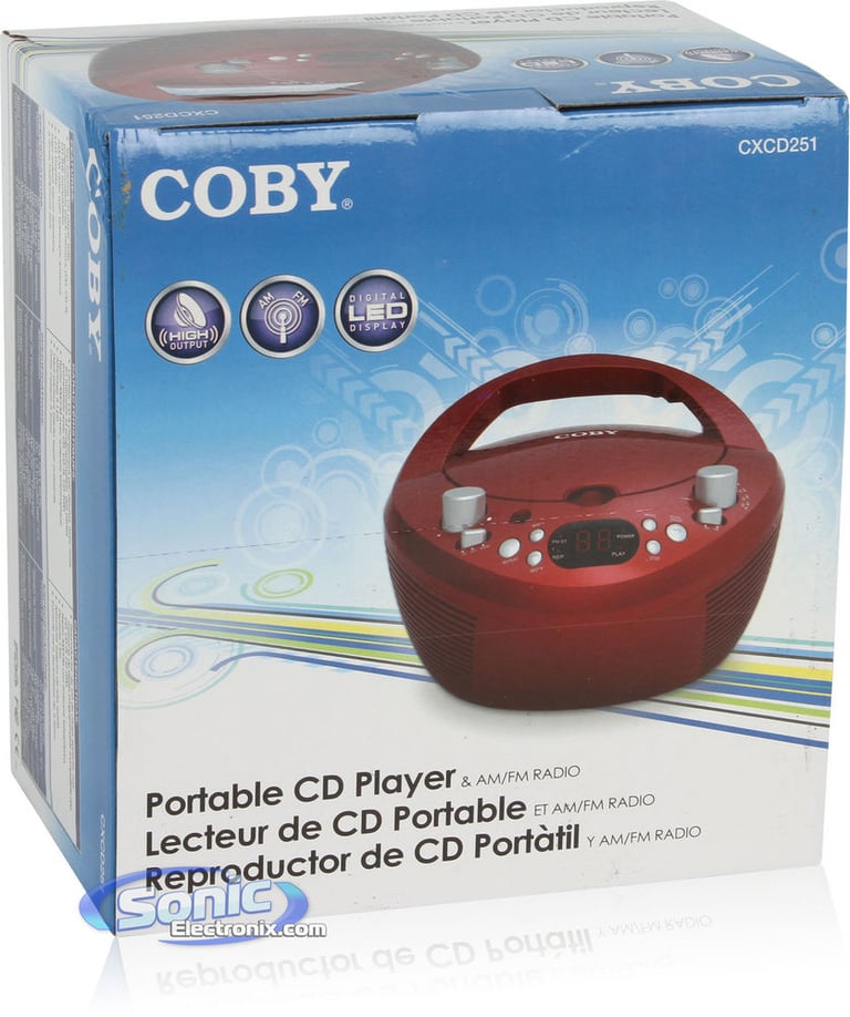 Coby CXCD251RED (CX-CD251RED) Portable AM/FM Radio CD Player - Red Image 8