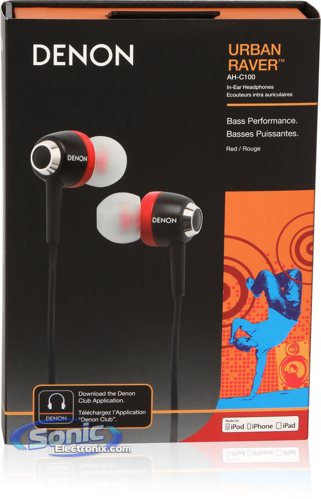 Denon AH-C100RD (AHC100RD) Urban Raver In-Ear Headphones - Red/Black Image 7