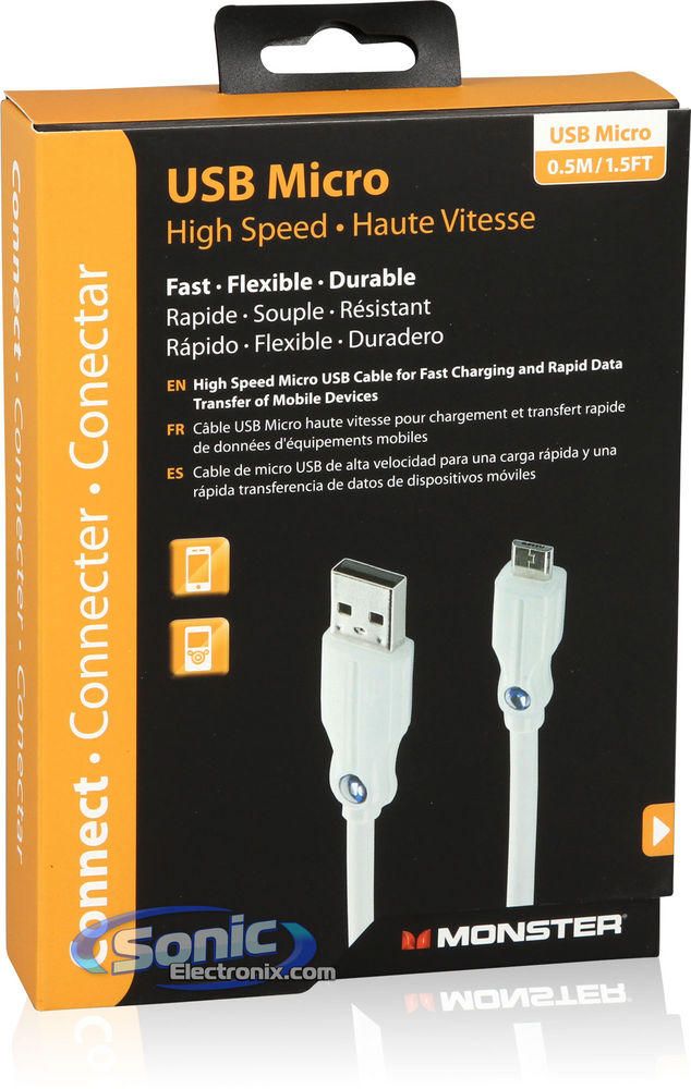 Monster USB Micro to USB Cable (MBL DL USB HSMI-1.5 WW) White Image 2