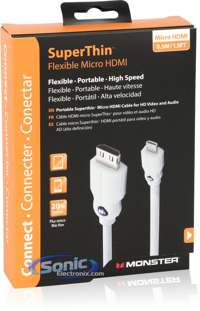Monster (MBL DL HSST-1.5 D-A WW) Mobile SuperThin Micro HDMI Cable - 1.5-Feet Image 2