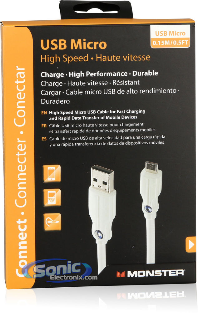 Monster Mobile (MBL DL HD HSMI-0.5 D-A WW) High Performance Type A USB Cable to Micro USB Cable - 0.5 Ft. Type A to Micro B Cable) Image 2