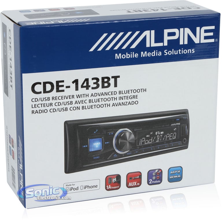 Alpine CDE-143BT (Open Box, Complete) Image 7