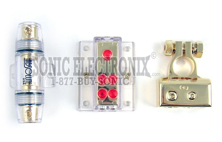 Absolute KITCAP3000 1.2 Farad Capacitor + 4 Gauge Amp Kit + Distribution Block Image 4