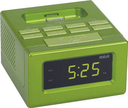RCA 130iGR Docking Station Alarmclock for iPod/iPhone - Green Image 1