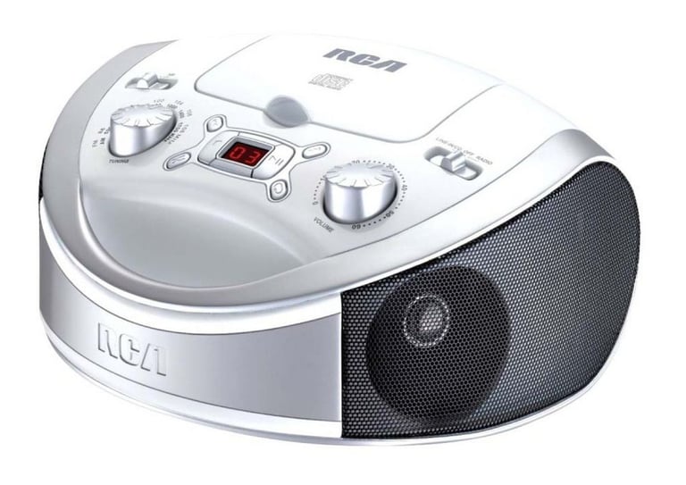 RCA RCD331WH Portable AM/FM Radio CD Player Boombox Speakers (White RCD331) Image 1