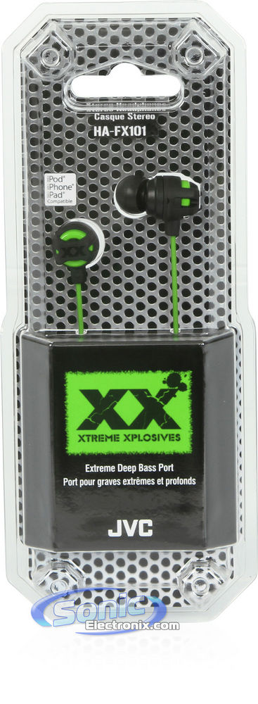 JVC HA-FX101G Xtreme Xplosives Earbuds XX In-Ear Headphones (Green) Image 6