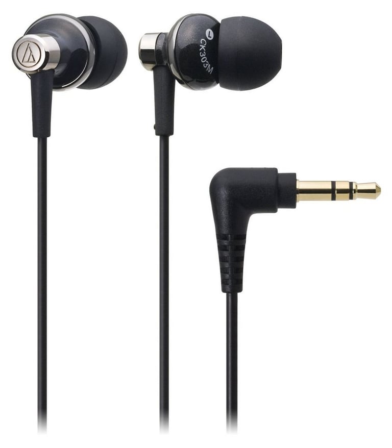 Audio Technica ATH-CK303MBK Inner-Ear Headphones (Black) Image 1