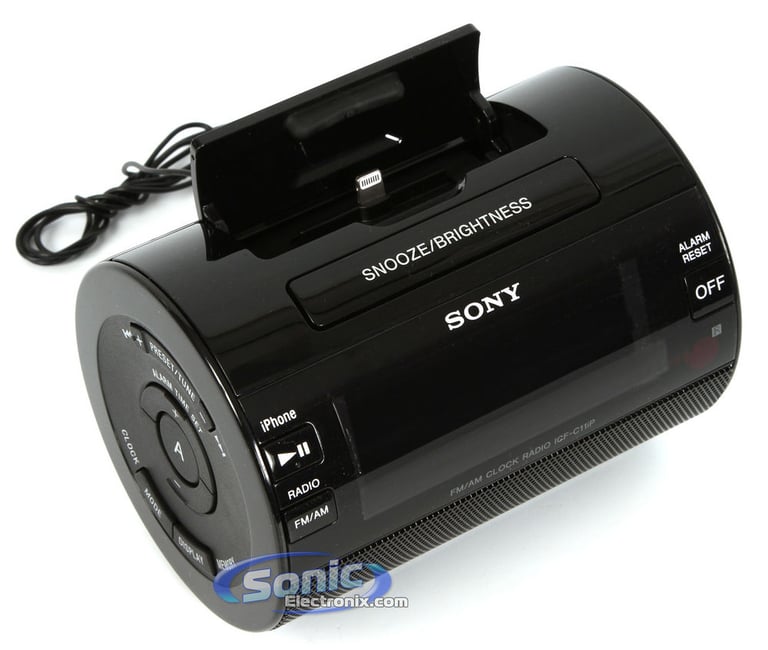 Sony ICF-C11iP/BLK AM/FM Alarm Clock Radio Lightning Dock (Black) Image 4