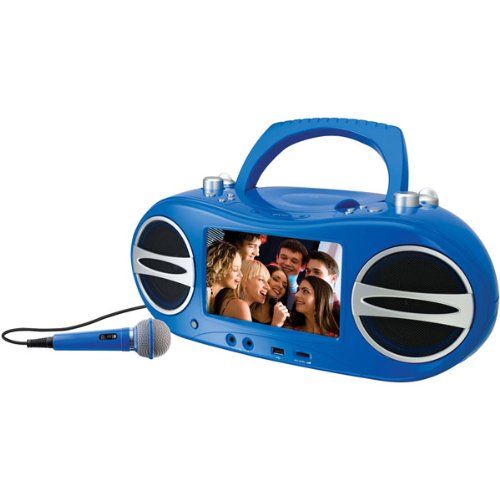 GPX BD717BU 7-Inch Portable CD/DVD Player Karaoke Boombox (Blue) Image 1