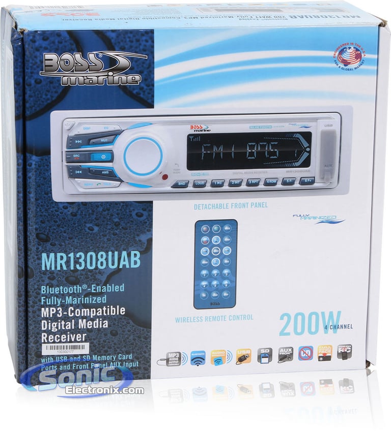 Boss MR1308UAB Mech-less Bluetooth Marine Stereo Image 9