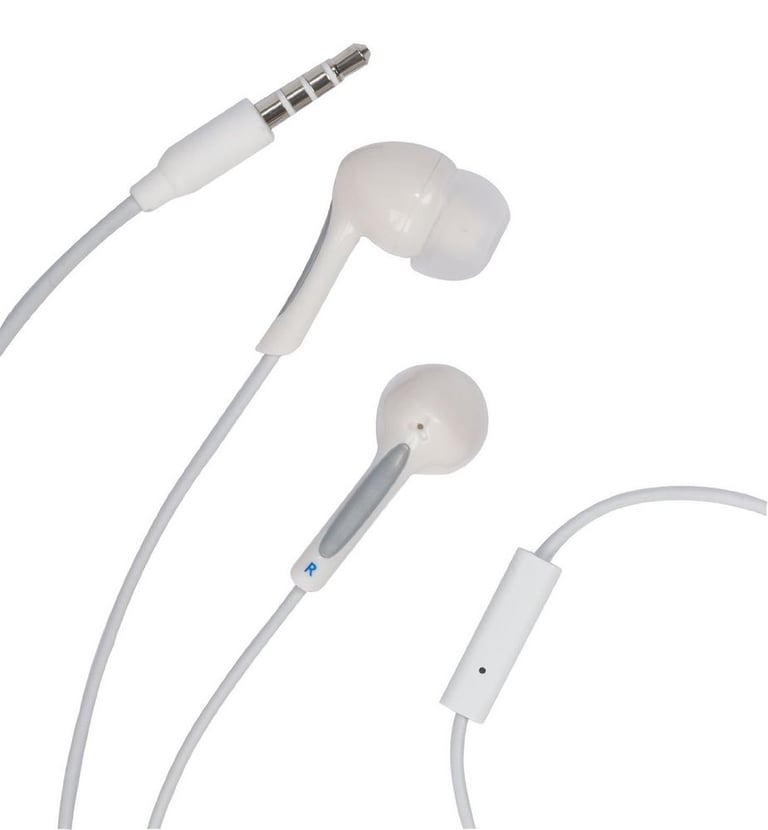 RCA HP59MICWH Stereo Earbuds In-Ear Headphones Headset (White) Image 1