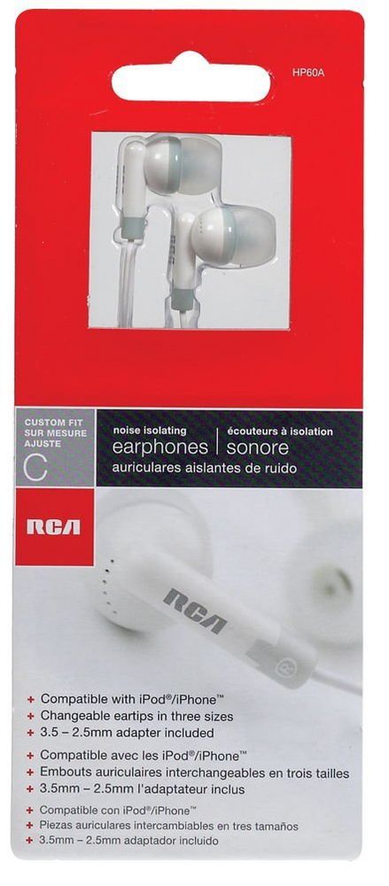 RCA HP60A Stereo Earbuds In-Ear Headphones Headset (White) Image 3