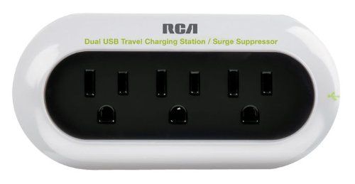 RCA PCHSTAT2R Portable Travel Surge Protector Charging Station (White) Image 2