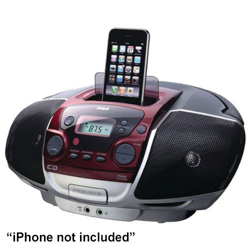 RCA RCD175i Portable AM/FM Radio iPhone Dock CD Boombox Image 1
