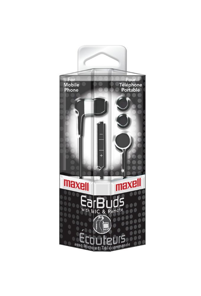 Maxell IEMICBLK (190300) Stereo Earbuds In-Ear Headphones - Black Image 2