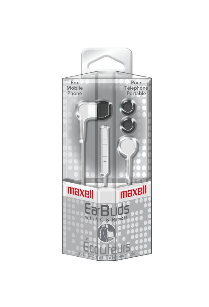 Maxell IEMICWHT (190303) Stereo Earbuds In-Ear Headphones - White Image 2
