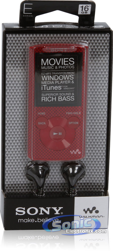 Sony NWZ-E375RED (NWZE375/RC) 16GB Walkman MP3/MP4 Player - Red Image 6