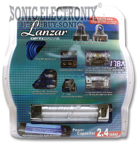 Lanzar OPTIKITCAP0 0 Gauge Dual Amp Kit + 2.4F Capacitor Image 9