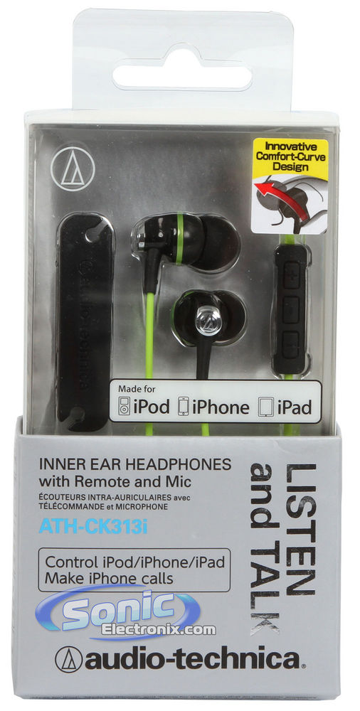 Audio Technica ATH-CK313iBGR- Black/Green Image 8