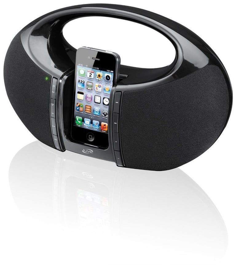 iLive IBP182B Portable iPhone/iPod FM Radio Boombox Speaker Dock Open Box Image 2