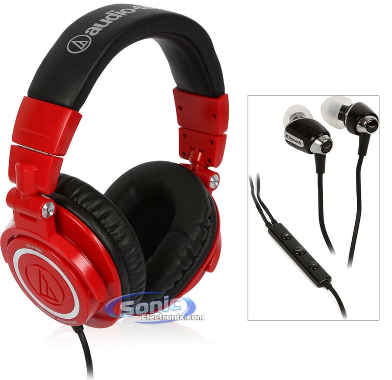 Audio Technica ATH-M50RD with Klipsch Image S4i (Black) In-Ear Headphones Image 1
