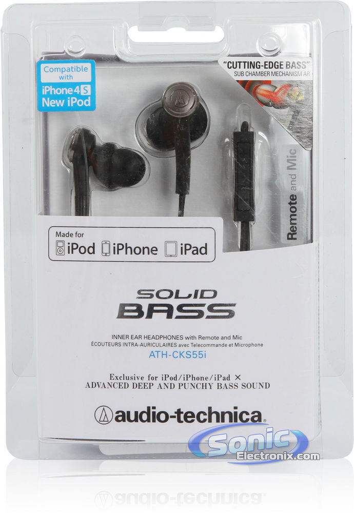 Audio Technica ATH-CKS55iBK iPod/iPhone Earbud Headset Image 5