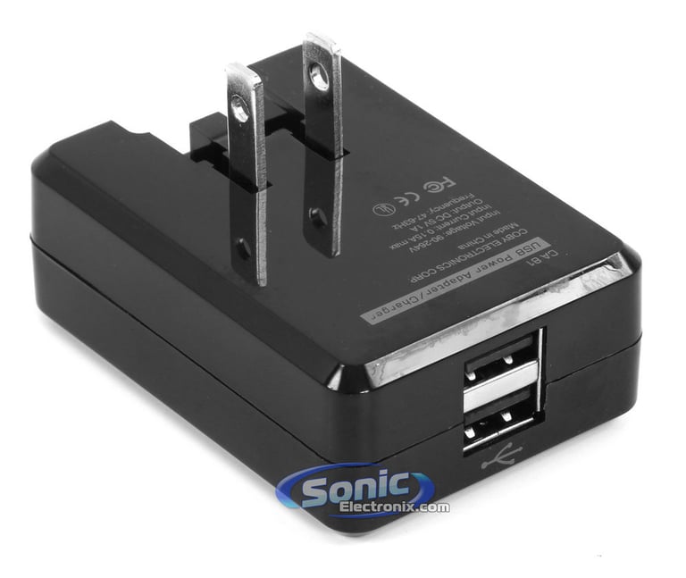 Coby CA81 (CA-81) Universal Dual USB Power Adapter - Black Image 2