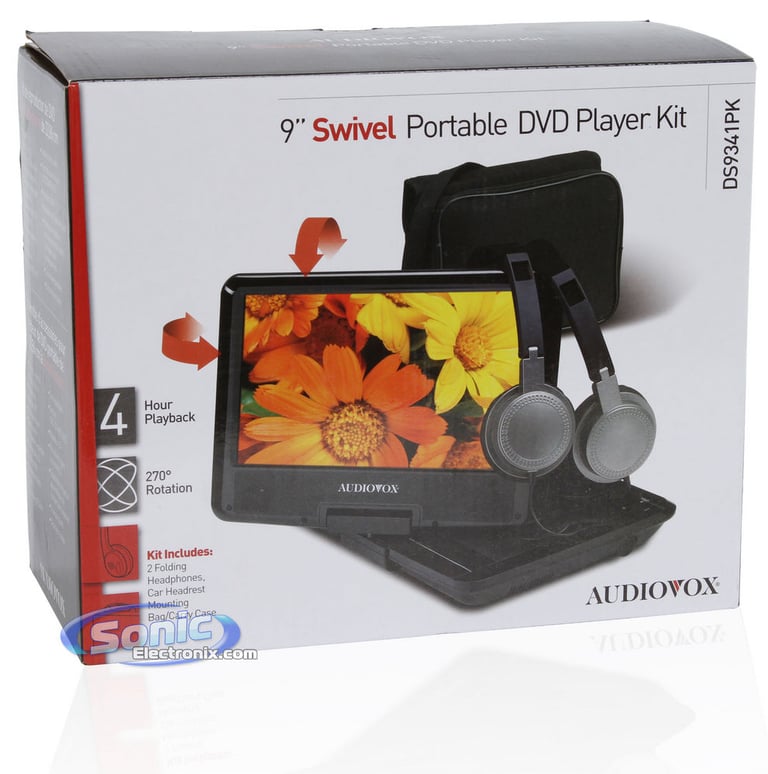 Audiovox DS9341PK 9" Swivel Widescreen Portable DVD Player Package System Image 19