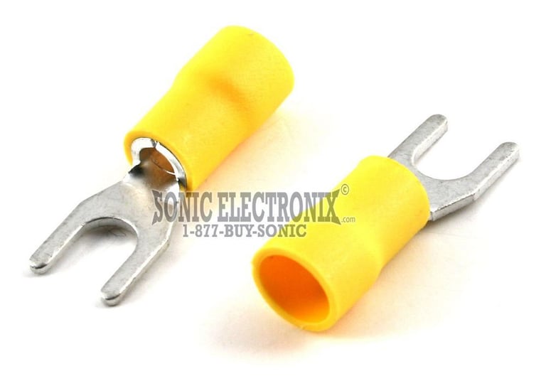 Spade Terminal 100 Pack 12-10 Gauge Yellow Width #10 Image 1