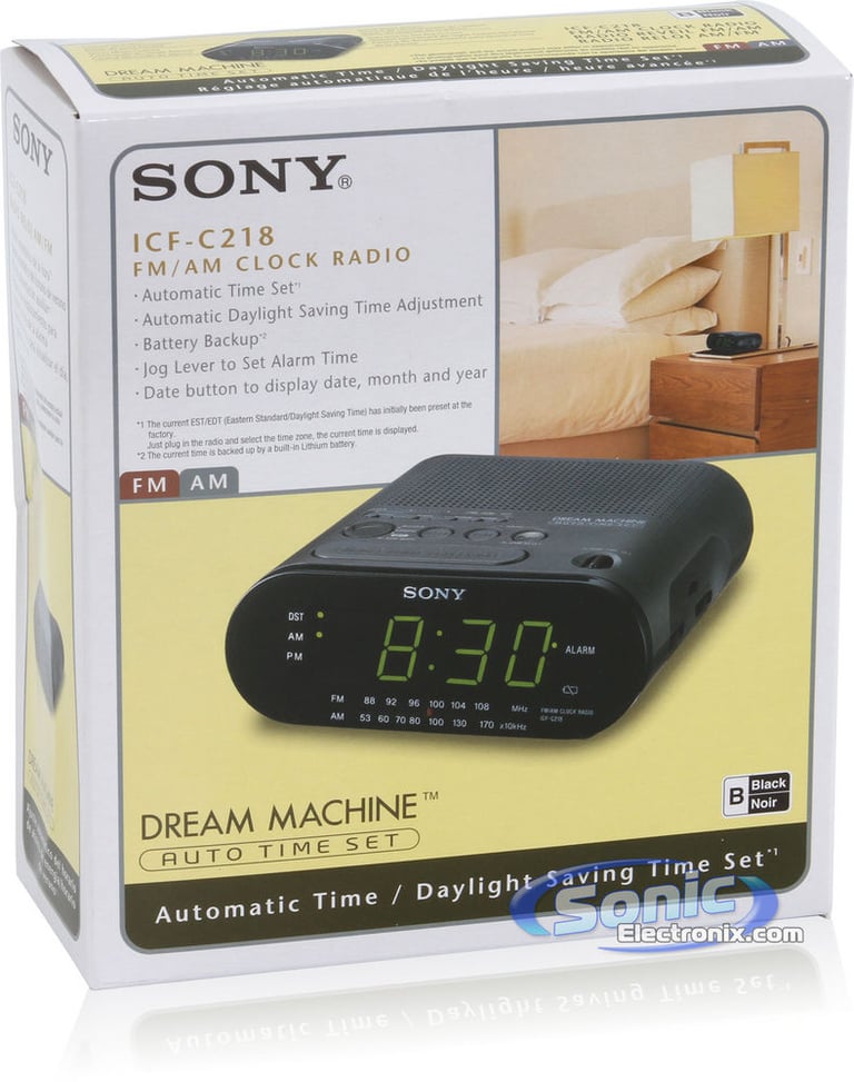 Sony ICF-C218BLACK (ICFC218) AM/FM Radio Alarm Clock - Black Image 7