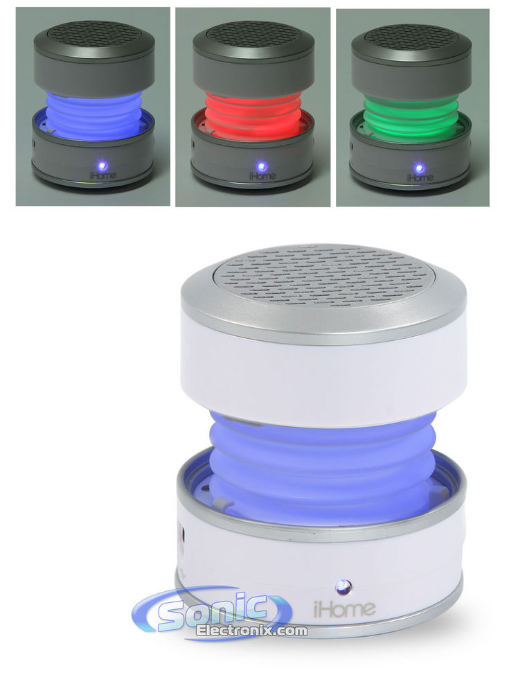 iHome iHM61W GlowTunes Color Changing Mini Portable Speaker (White) Image 1