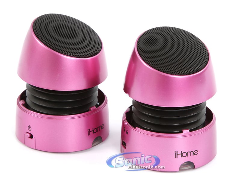 iHome iHM79PC Mini Portable Stereo Speakers (Pink) Image 1
