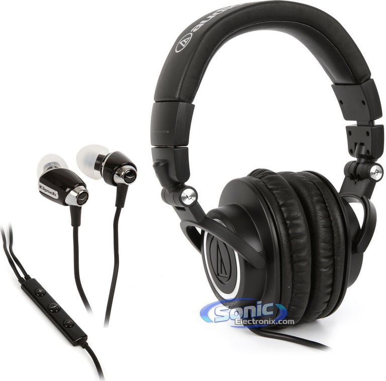 Audio Technica ATH-M50 Headphones & Klipsch Image S4i Earbuds (Black) Image 1