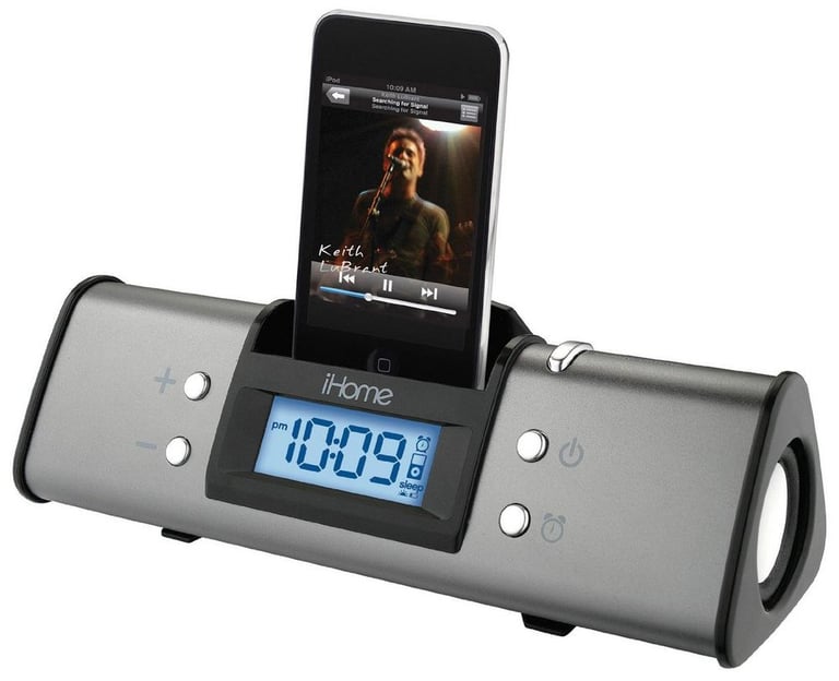 iHome IH16 (IH16GVX) iPod Alarm Clock Speaker Dock - Gray Image 1