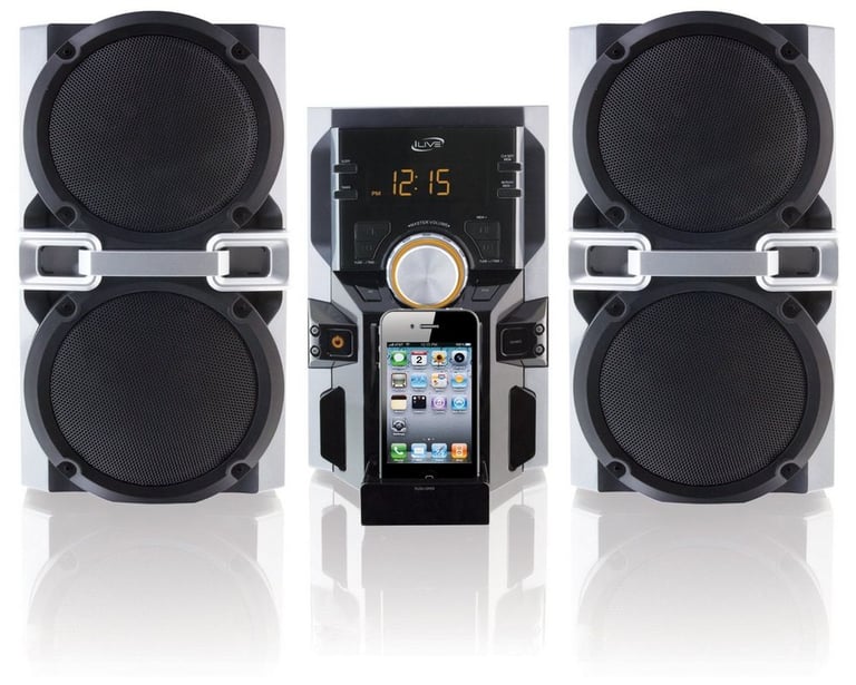 iLive iHP610B Compact FM Radio CD/MP3 Player iPod/iPhone Shelf System Image 2