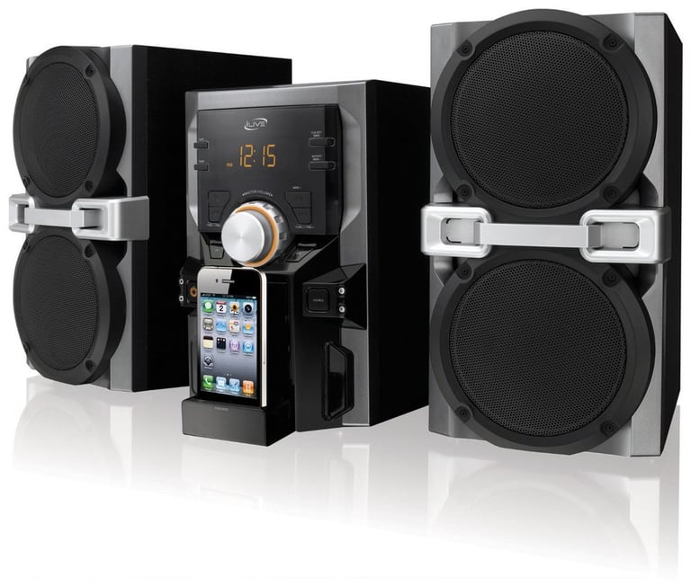 iLive iHP610B Compact FM Radio CD/MP3 Player iPod/iPhone Shelf System Image 1