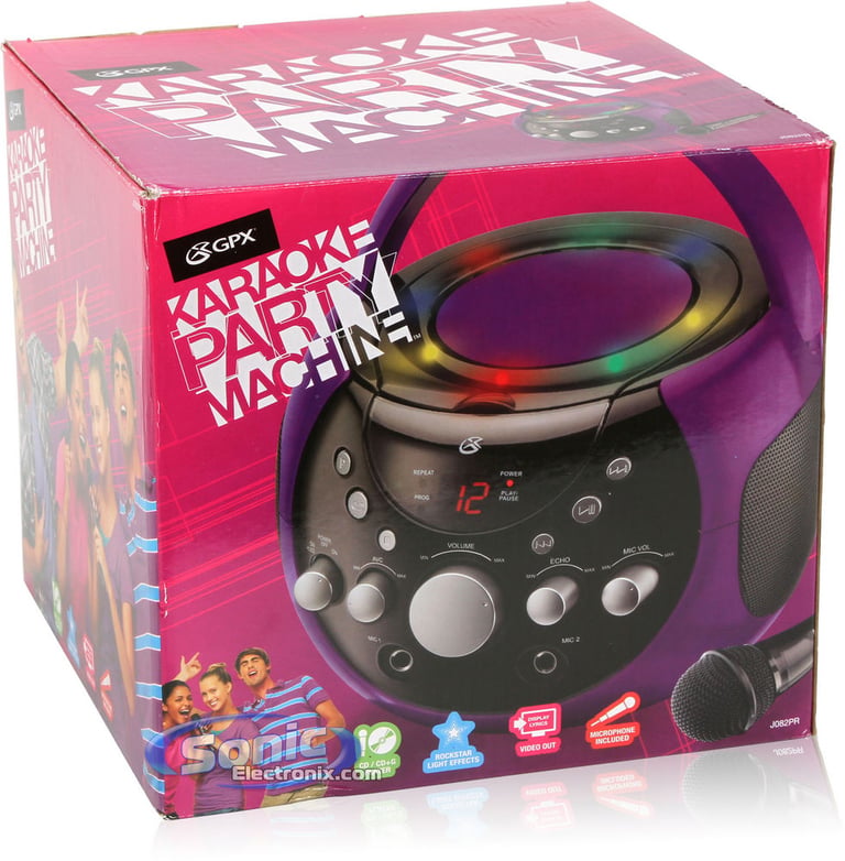 GPX J082PR Portable CD Player Boombox Karaoke Party Machine (Purple) Image 10