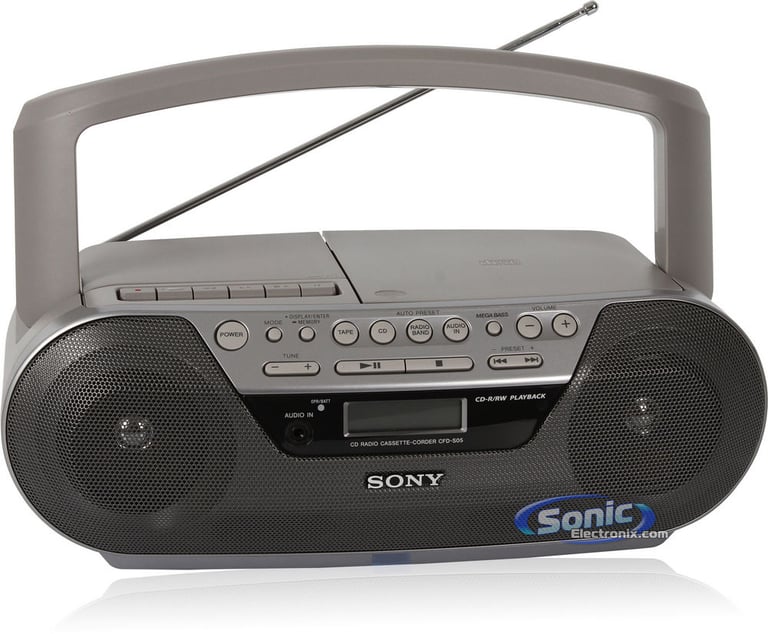 Sony CFD-S05 (CFDS05) Portable AM/FM Radio CD/Cassette Player Boombox Speakers Image 1