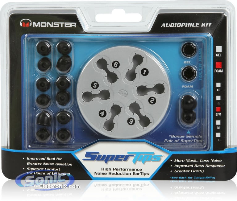Monster Supertips - MH TIP IE-F MS Foam Eartips Replacement Earbuds Ear Tips Image 1