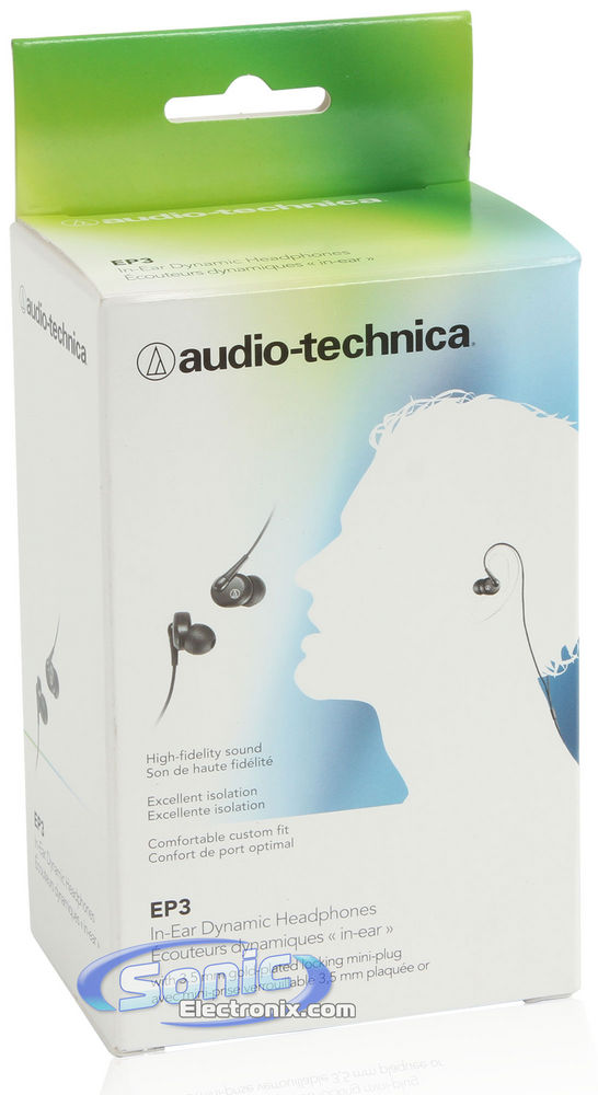 Audio Technica EP3 In-Ear Dynamic Headphones Stereo Earbuds (Black) Image 10
