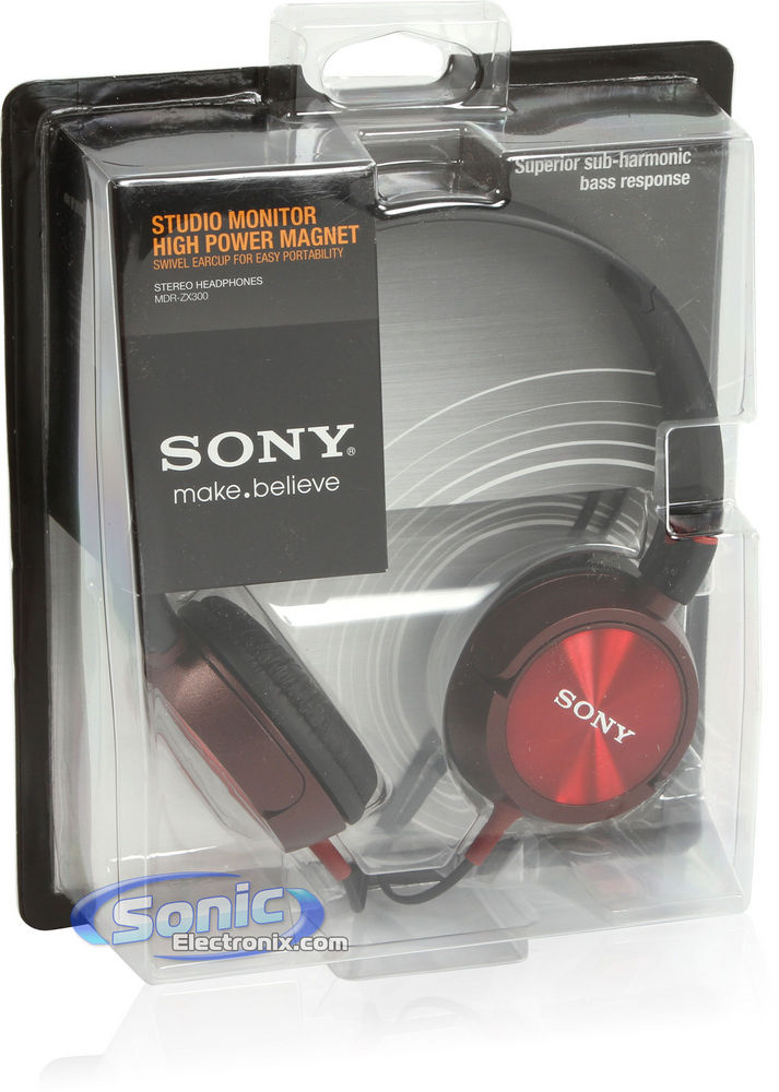 Sony MDR-ZX300/RED (MDRZX300/RED) Stereo On-Ear Headphones - Red/Black-OPEN BOX Image 8