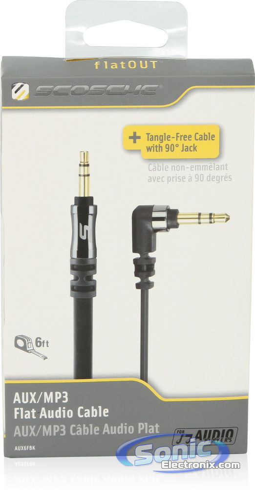Scosche AUX6FBK FlatOUT Black 3.5mm Auxiliary Cable (6-Feet) Image 2