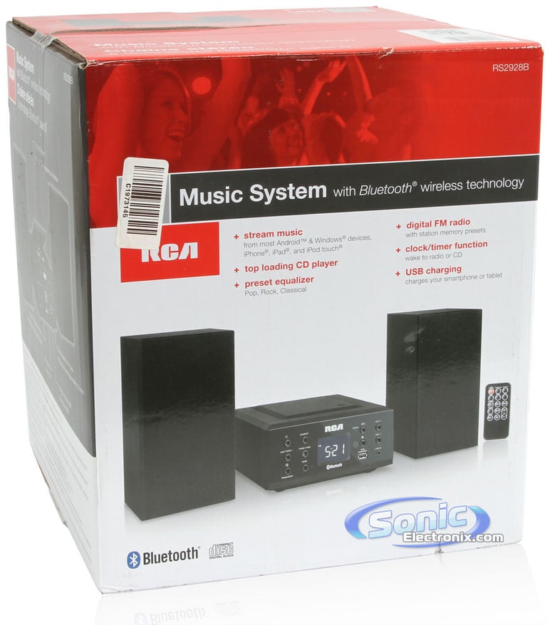 RCA RS2928B Bluetooth Micro Component CD Player Boombox Shelf System Image 8