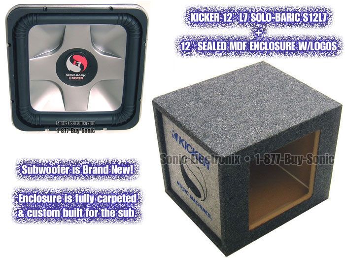 Kicker S12L7 12" Solo-Baric + 12" Logo Enclosure Image 1