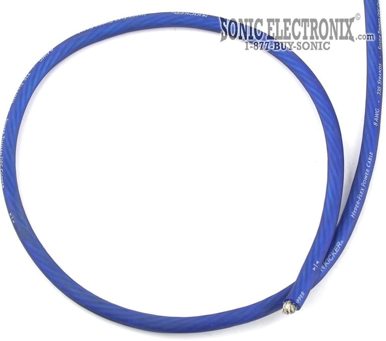 PRECUT 3 ft. - Kicker 8 AWG Cobalt Blue Power/Ground Wire from 05PWB8250 Roll Image 1