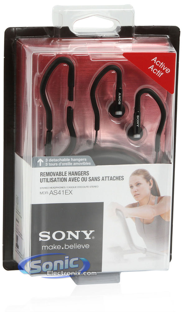 Sony MDR-AS41EX/B Active Sports Earbuds Ear-Clip In-Ear Headphones (Black) Open Box Image 11