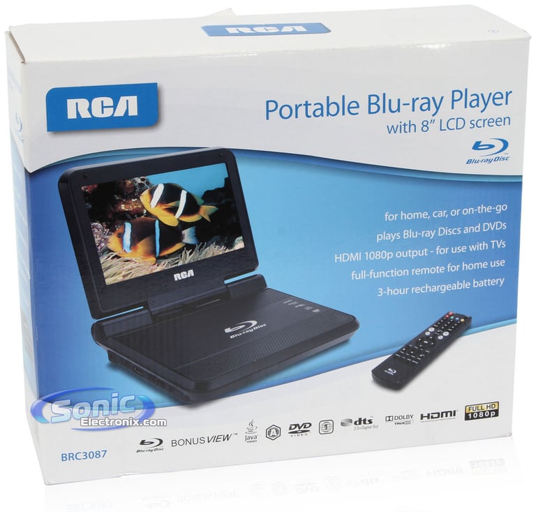 RCA BRC3087 Portable Blu-Ray DVD Player with 8" LCD Screen (Black) Open Box Image 10