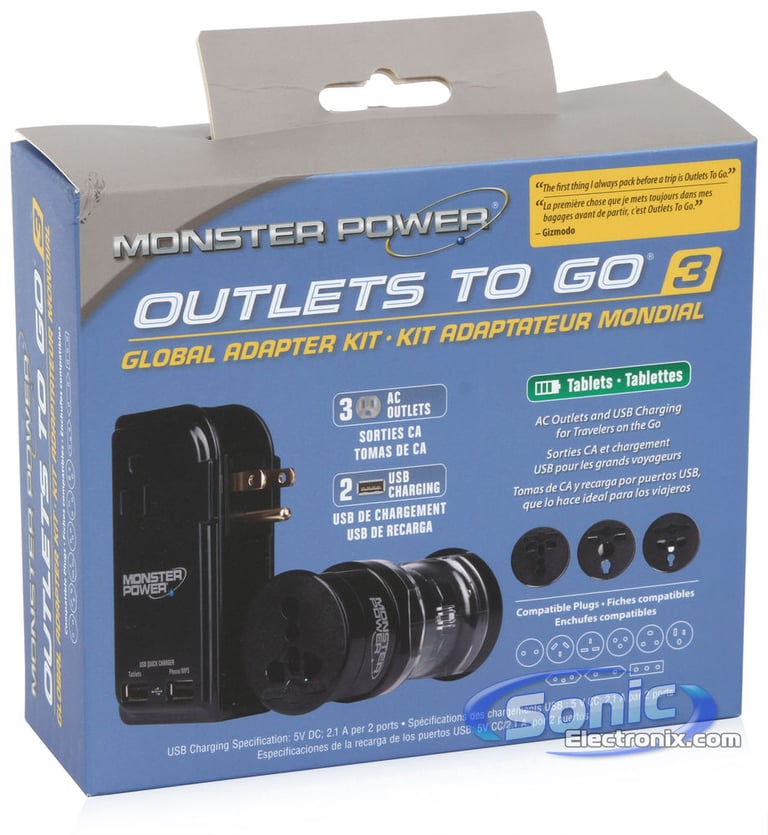 Monster Cable Outlets To Go 300 World Power Adapter Travel USB Charger Kit Image 7