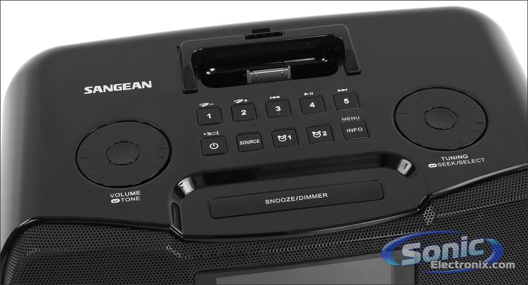 Sangean RCR-10 Black (RCR-10 BK) AM/FM-RDS Atomic Clock Radio With iPod Dock Open Box Image 2