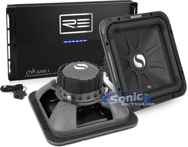 RE Audio CTX-3200.1 & Two Kicker 12" Subwoofers Combo Image 1